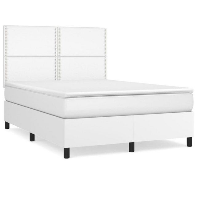 vidaXL Boxspringbett mit Matratze Weiß 140x190 cm Kunstleder1466077 günstig online kaufen