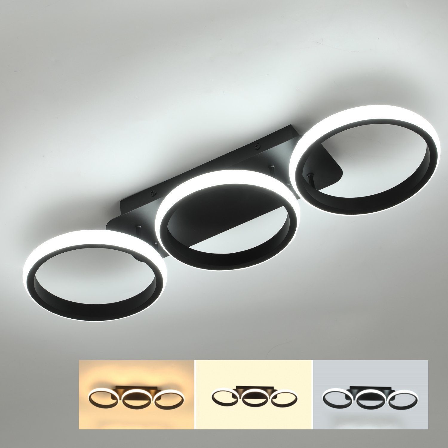 WILGOON LED Deckenleuchte 3 Metall Ringe günstig online kaufen