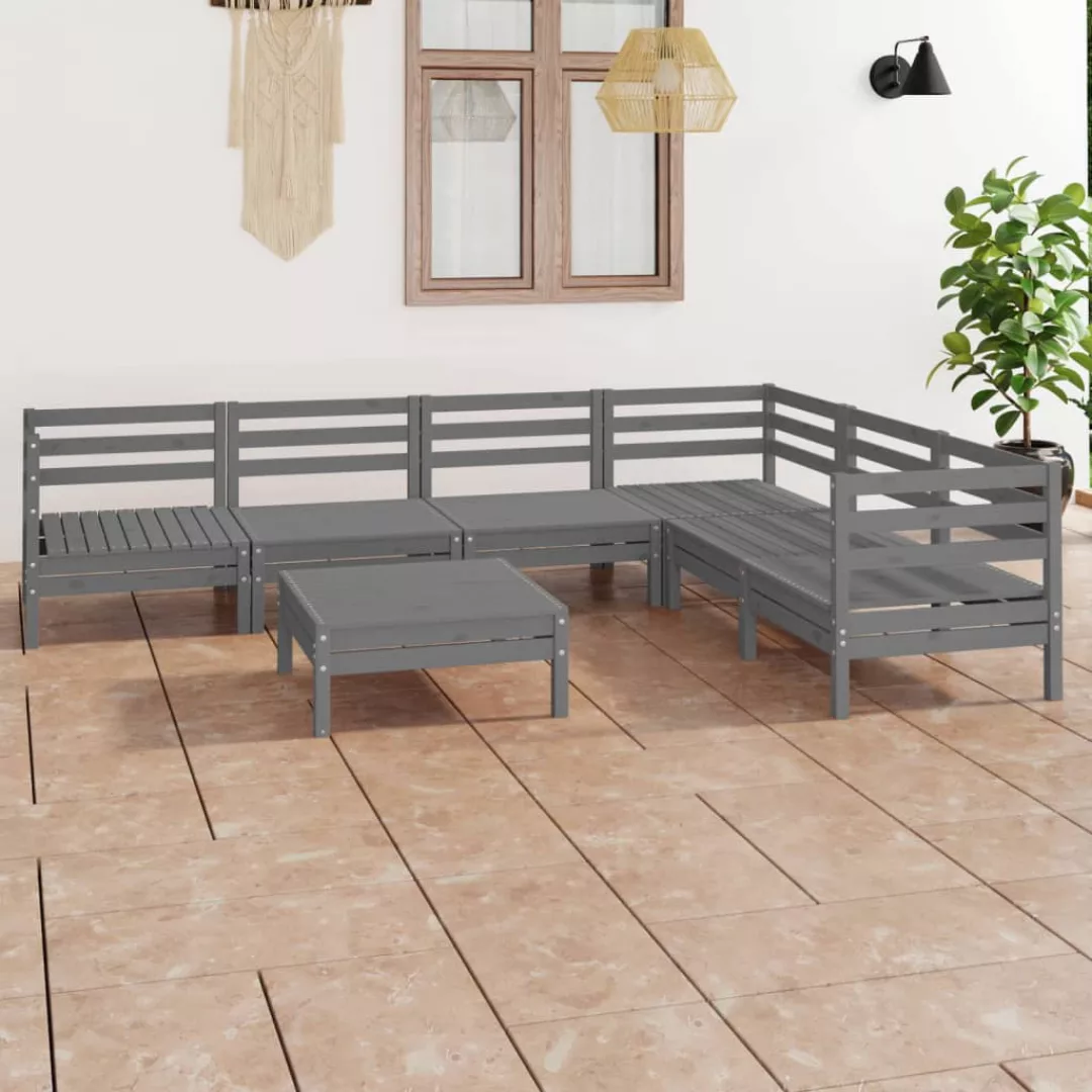 7-tlg. Garten-lounge-set Kiefer Massivholz Grau günstig online kaufen