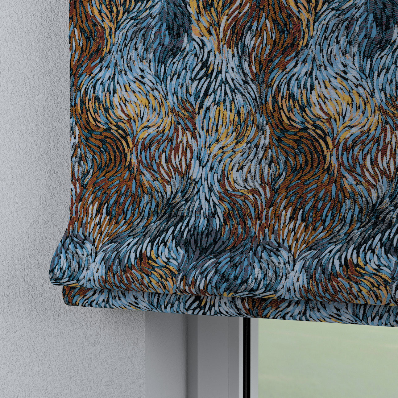 Dekoria Raffrollo Bari, blau- orange, 110 x 150 cm günstig online kaufen