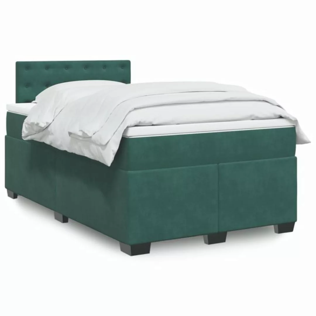 furnicato Bettgestell Boxspringbett mit Matratze Dunkelgrün 120x200 cm Samt günstig online kaufen