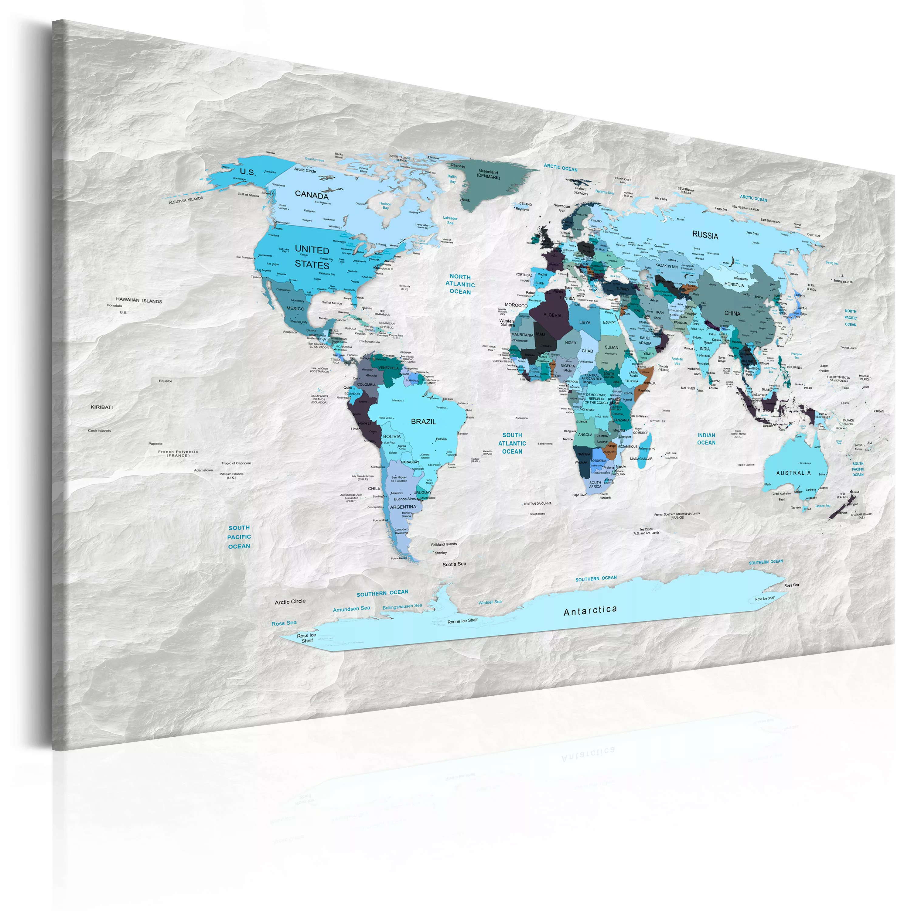 Wandbild - World Map: Blue Pilgrimages günstig online kaufen