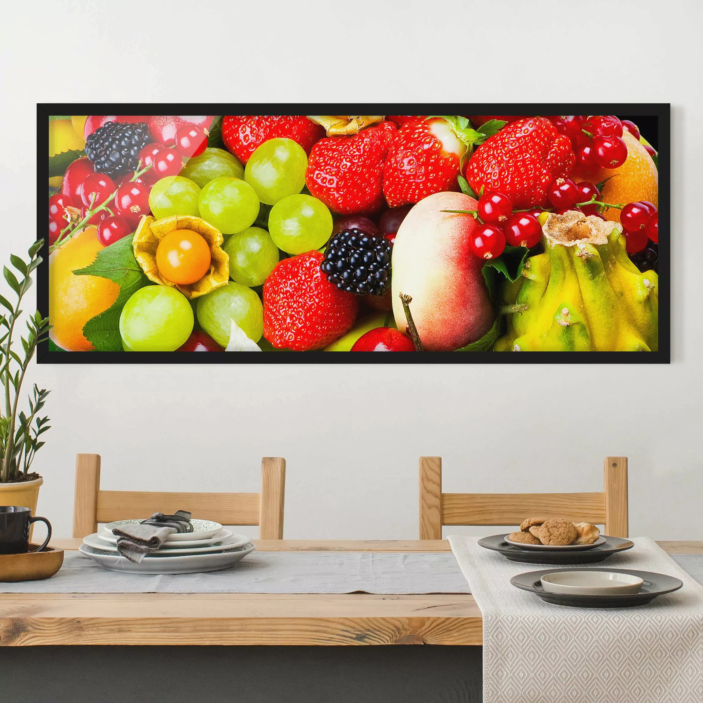 Bild mit Rahmen Küche - Panorama Fruit Basket günstig online kaufen