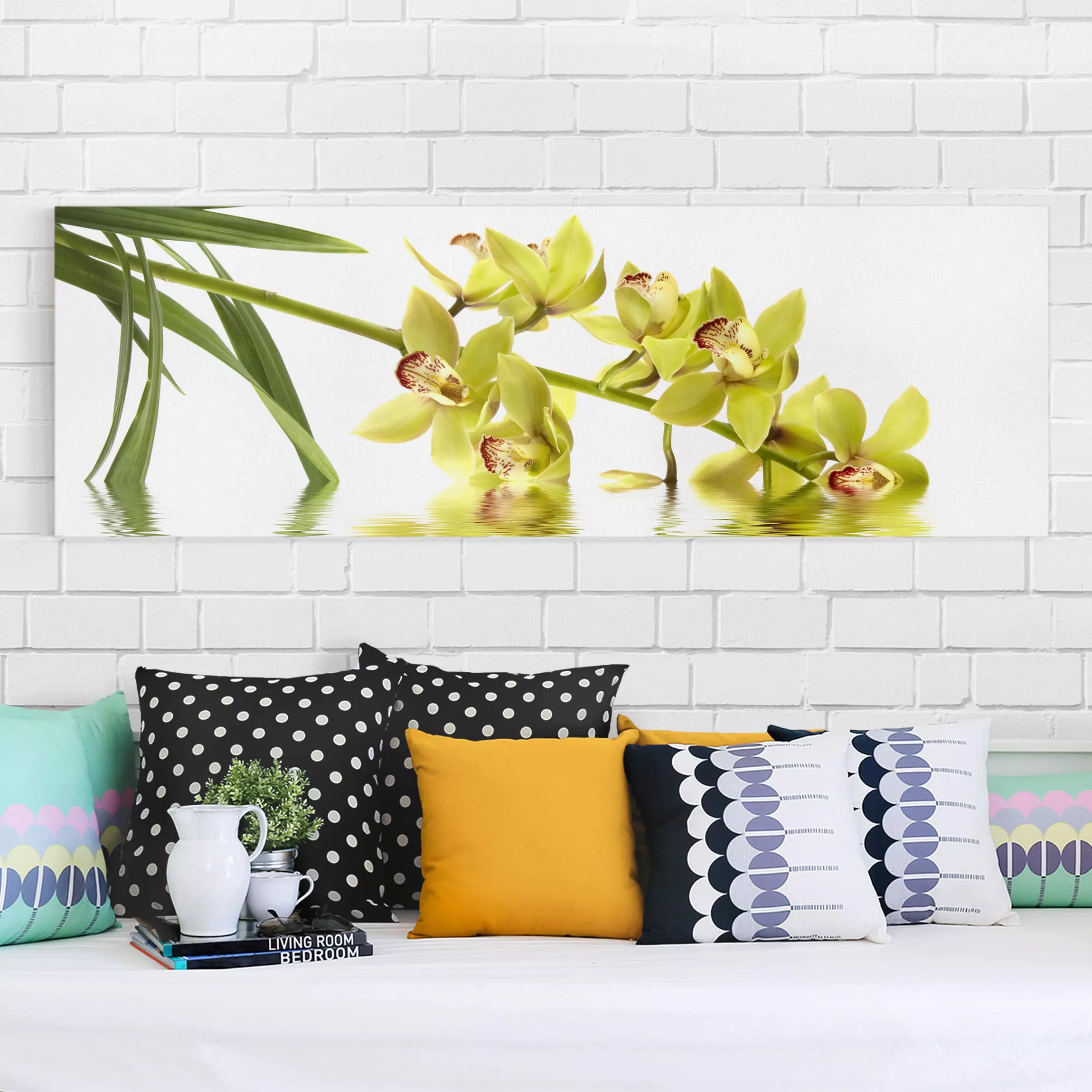Leinwandbild Blumen - Panorama Elegant Orchid Waters günstig online kaufen