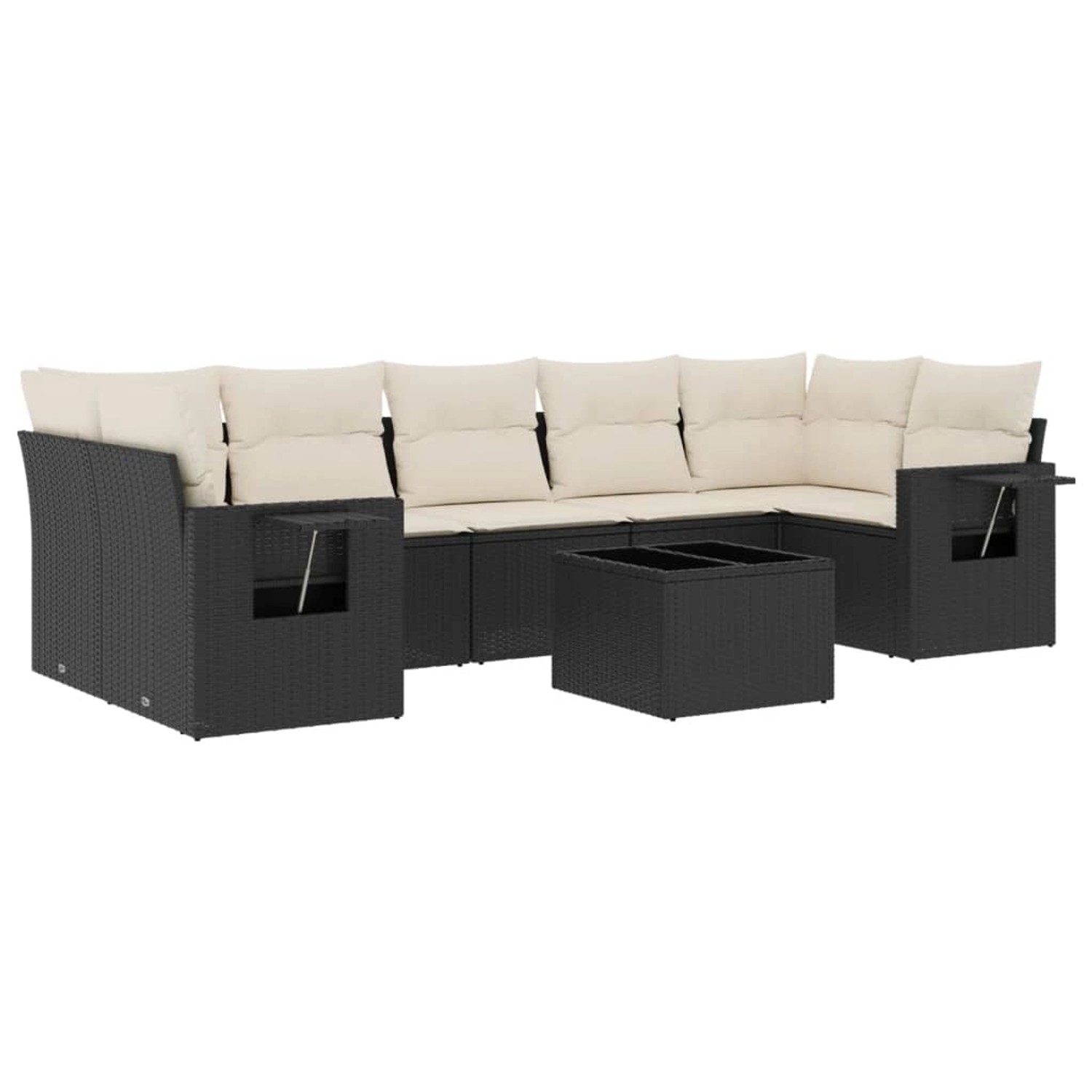vidaXL 8-Tlg Garten-Sofagarnitur mit Kissen Schwarz Poly Rattan 3252273 günstig online kaufen