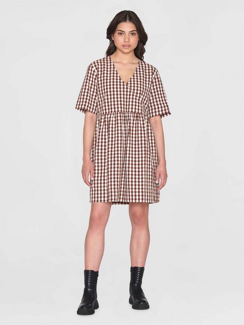 KnowledgeCotton Apparel Sommerkleid Cross Over A-Shape Seersucker Checkered günstig online kaufen