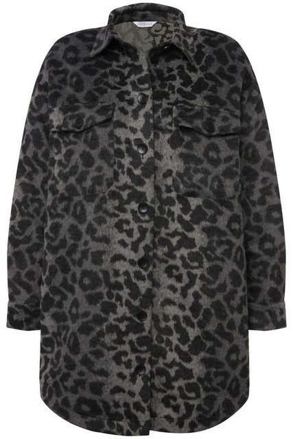 Studio Untold Sommerjacke Hemdjacke oversized Leo-Plüsch Hemdkragen Langarm günstig online kaufen