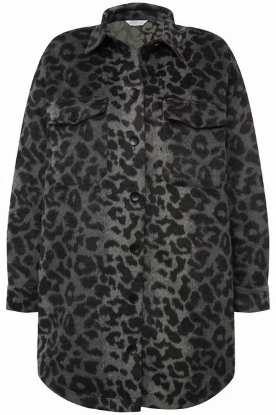 Studio Untold Sommerjacke Hemdjacke oversized Leo-Plüsch Hemdkragen Langarm günstig online kaufen