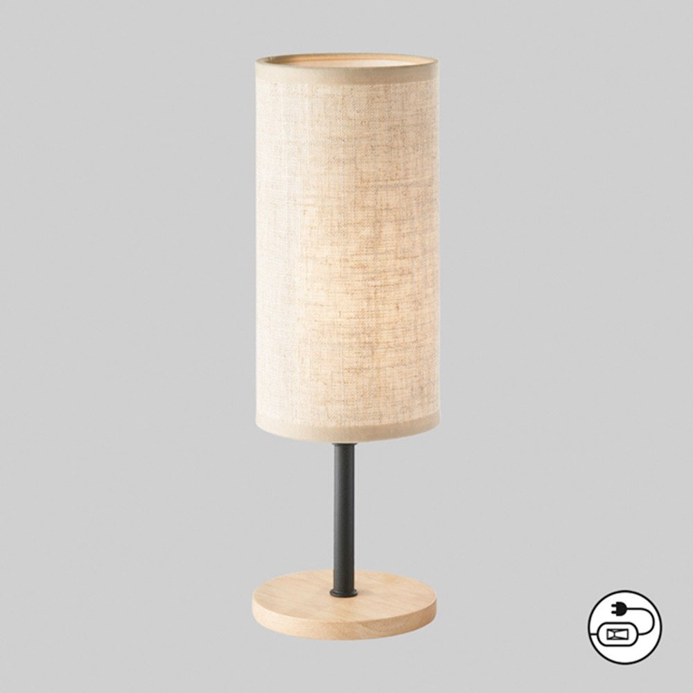 Tischlampe Kira, Textilschirm, schwarz/eiche natur günstig online kaufen
