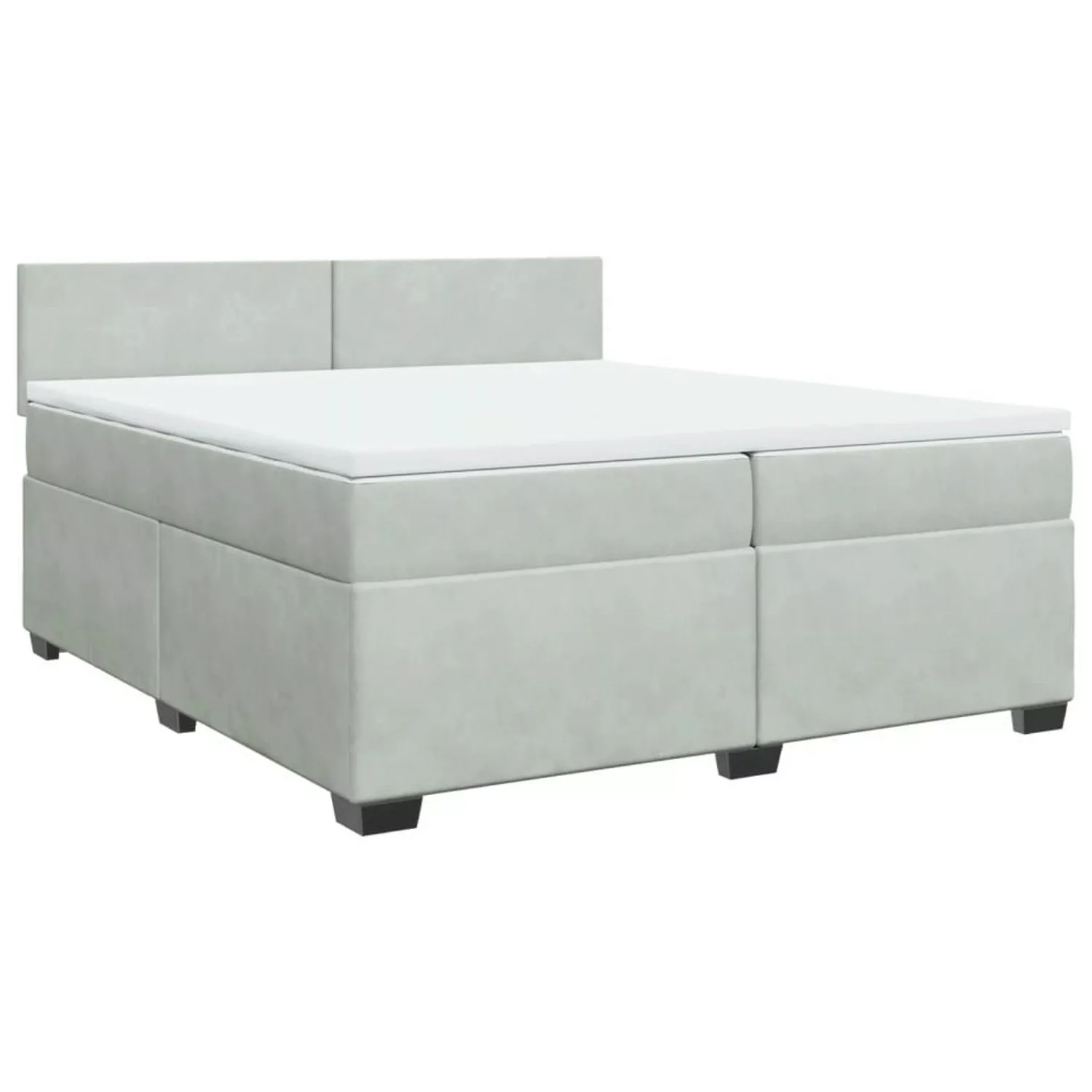 vidaXL Boxspringbett, Boxspringbett mit Matratze Hellgrau 200x200 cm Samt günstig online kaufen