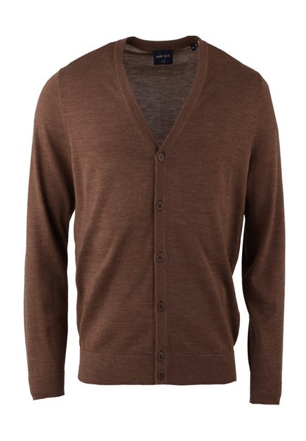 MARVELIS Strickjacke Cardigan - Merino - Casual Fit - Einfarbig - Braun (1- günstig online kaufen