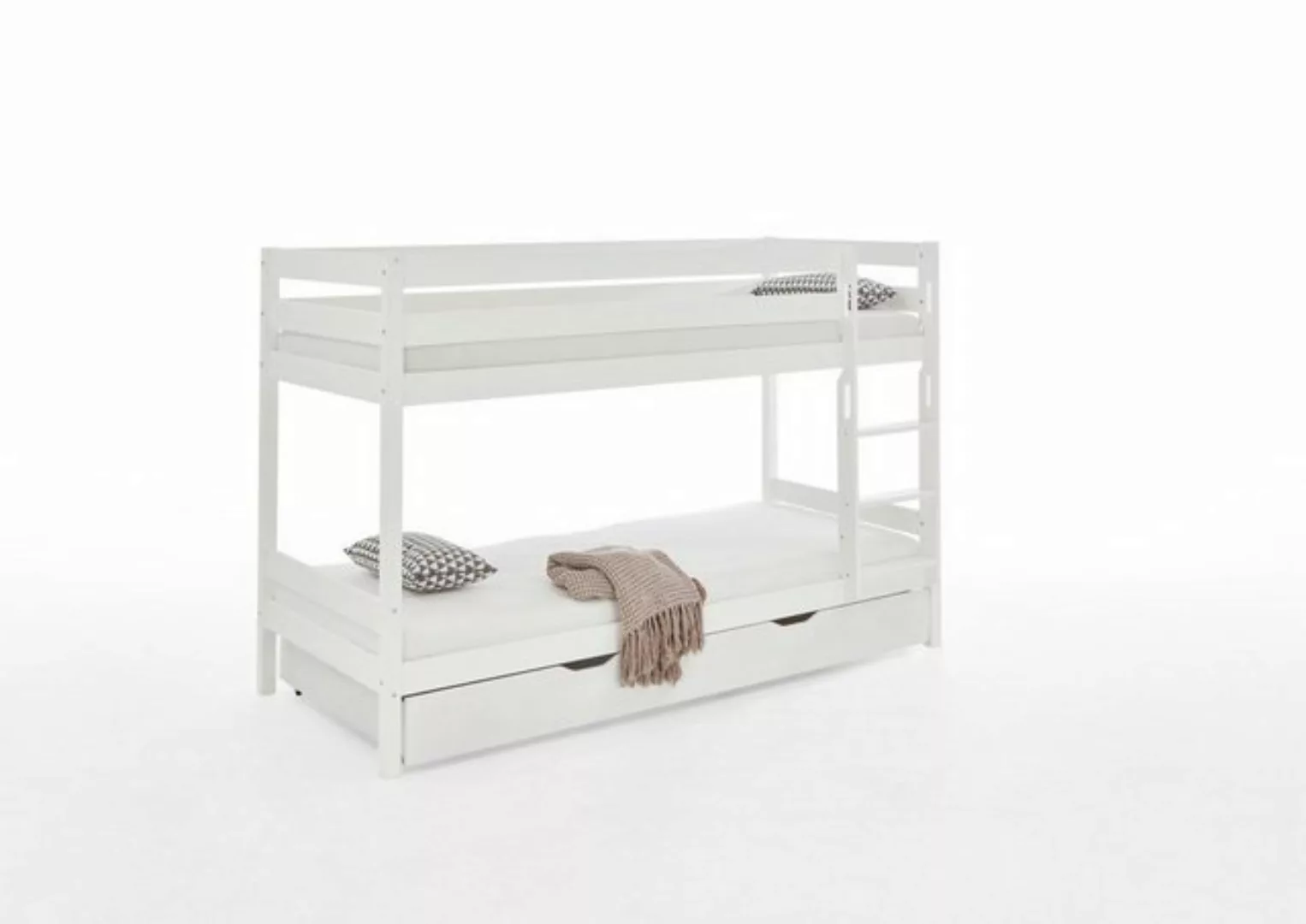 Natur24 Kinderbett Etagenbett Lupo Buche Weiß Bett 90x200cm mit Schublade günstig online kaufen