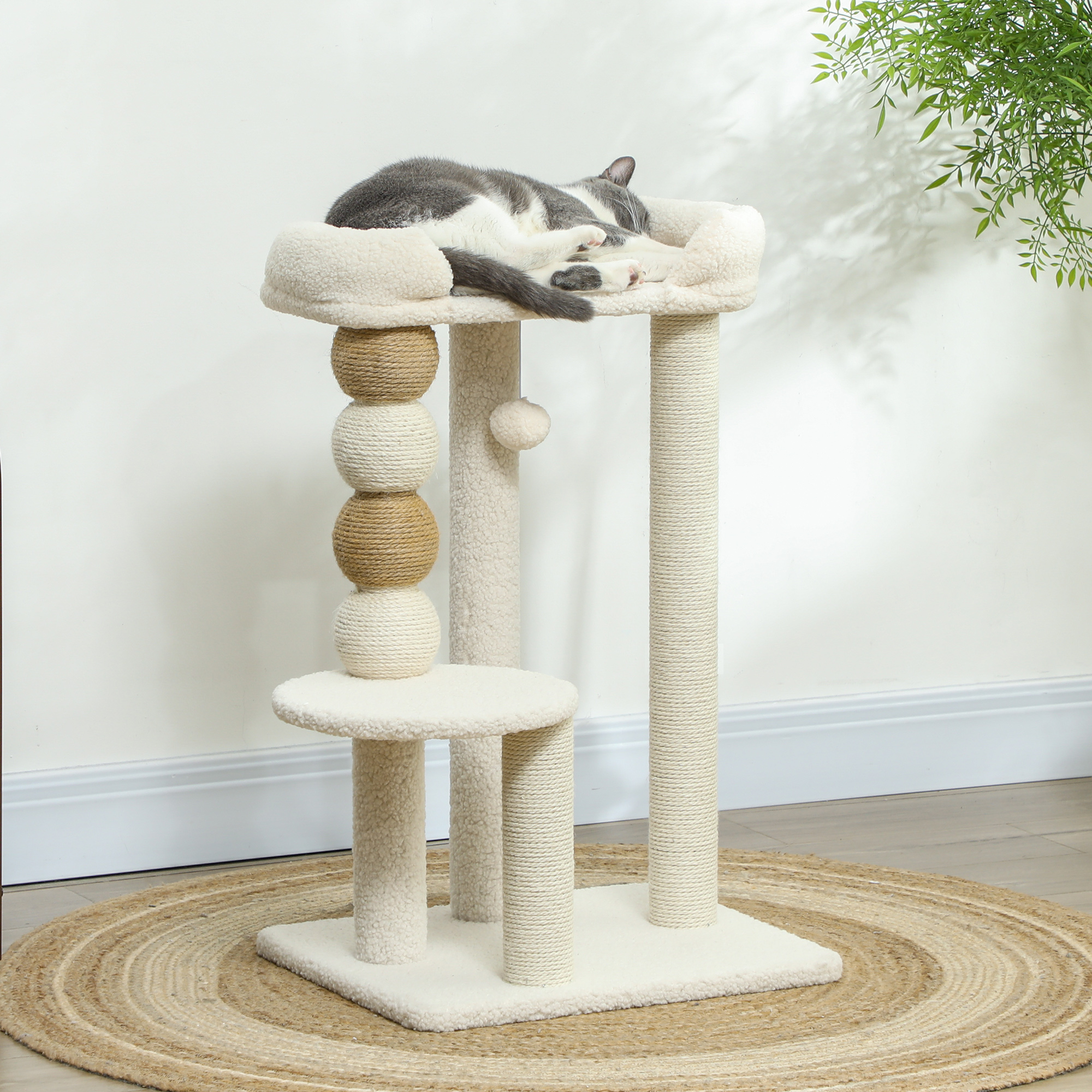 PawHut Katzenbaum mit Obere Bett, Plattform und Spielball, Kratzbaum für Ka günstig online kaufen