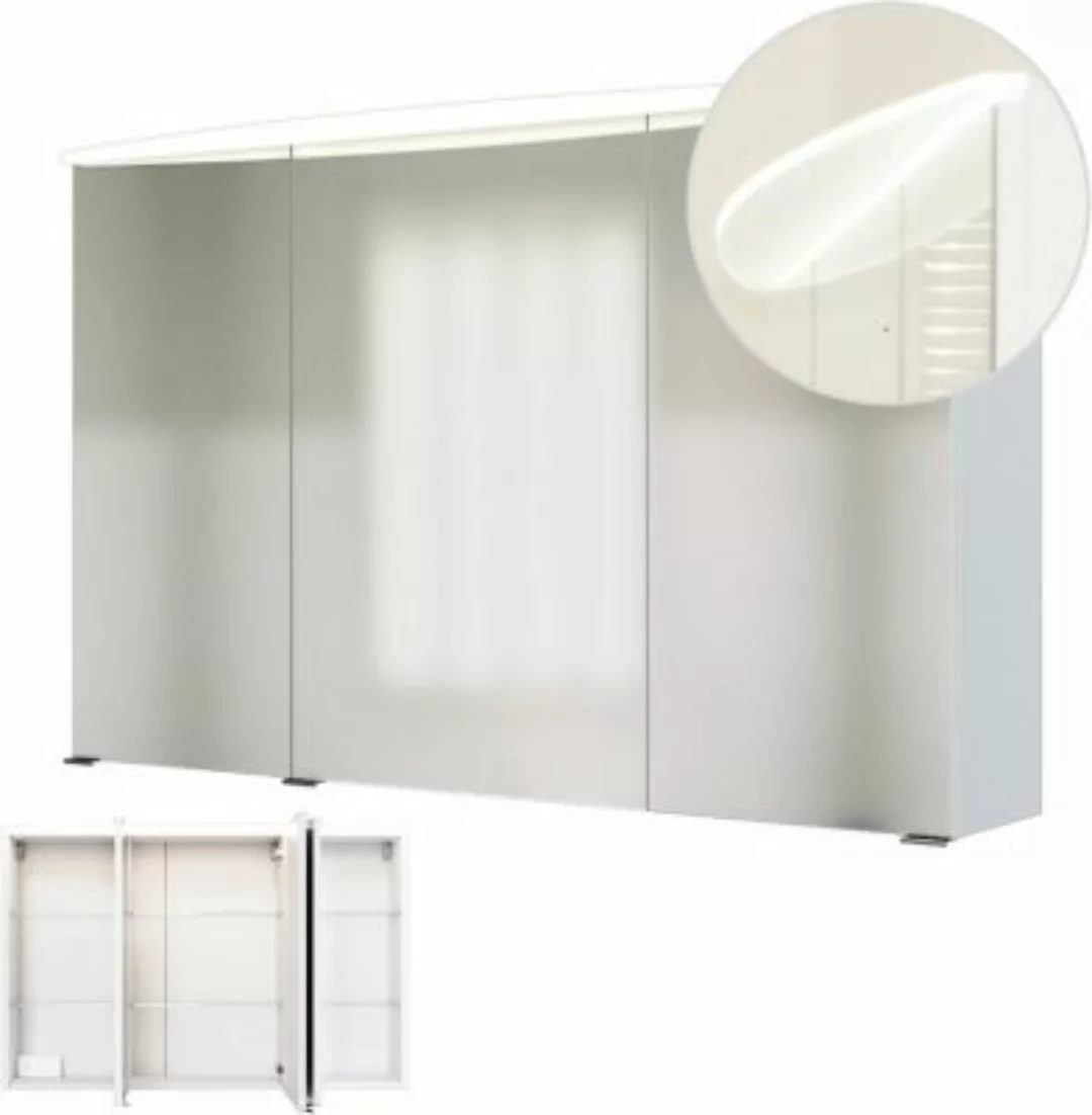Lomadox Spiegelschrank 100cm FLORIDO-03 weiß, transparenter LED-Acryldeckel günstig online kaufen