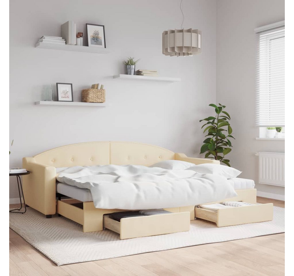 vidaXL Gästebett Gästebett Tagesbett Ausziehbar mit Schubladen Creme 80x200 günstig online kaufen