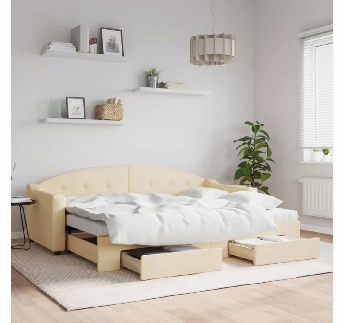 vidaXL Gästebett Gästebett Tagesbett Ausziehbar mit Schubladen Creme 80x200 günstig online kaufen