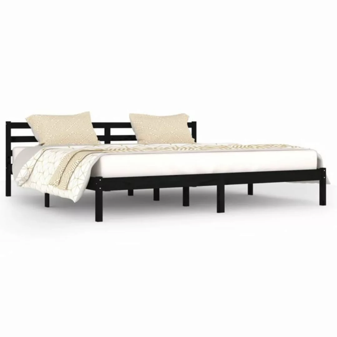 furnicato Bett Massivholzbett Kiefer 200x200 cm Schwarz günstig online kaufen