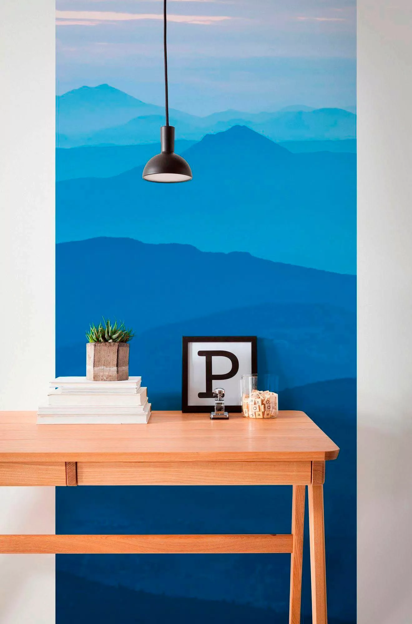 Sanders & Sanders Fototapete Berge-Panel Blau 100 x 250 cm 611915 günstig online kaufen