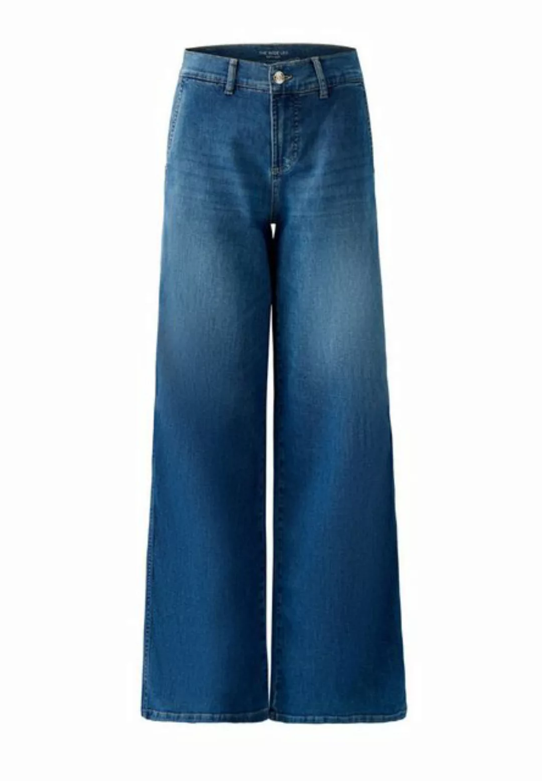 Oui Schlagjeans Jeans The Wide Leg Lederbesatz günstig online kaufen