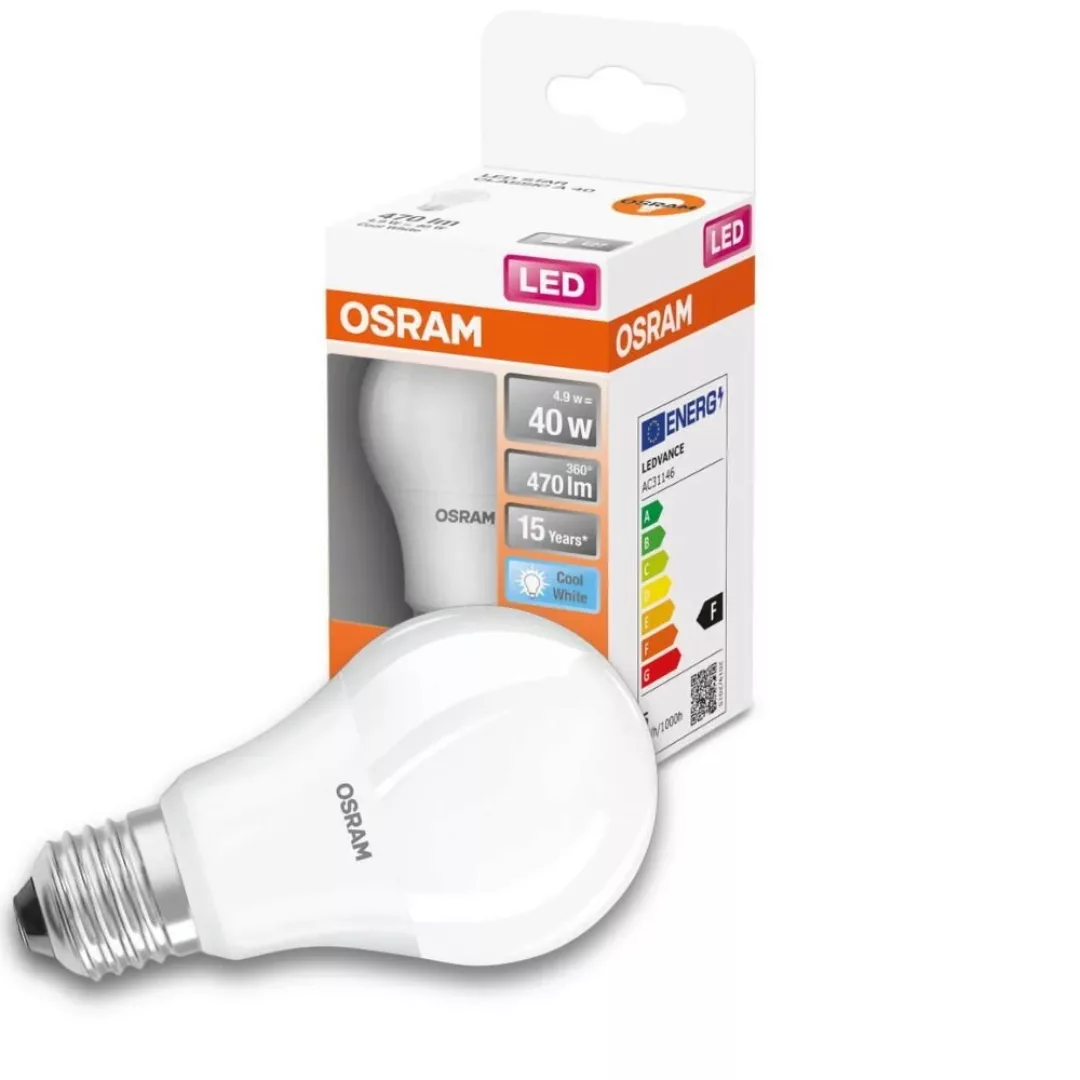 Osram LED Lampe ersetzt 40W E27 Birne - A60 in Weiß 4,9W 470lm 4000K 4er Pa günstig online kaufen