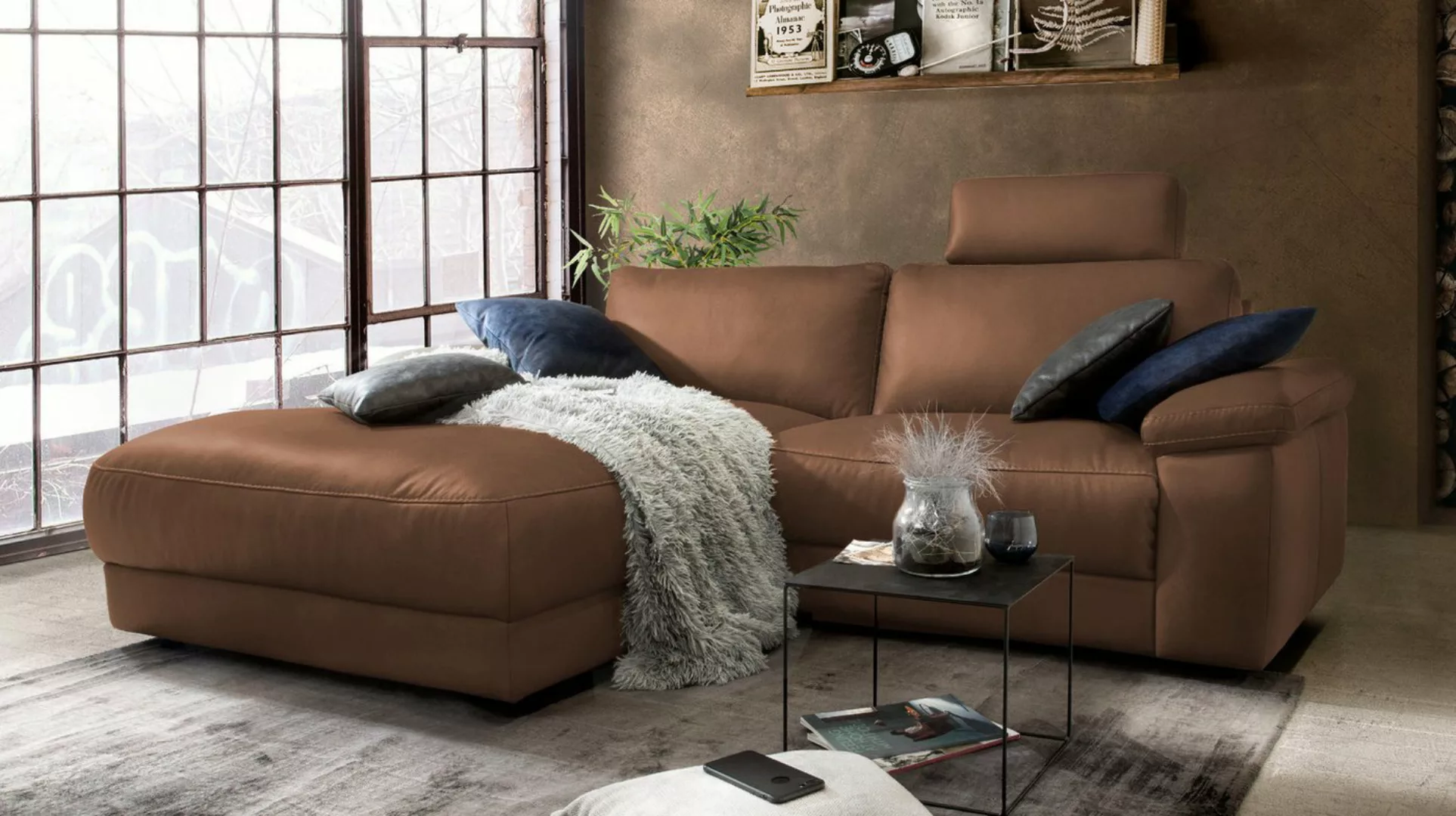 KAWOLA Ecksofa LOLA, Sofa Stoff od. Leder, Recamiere rechts od. links, vers günstig online kaufen