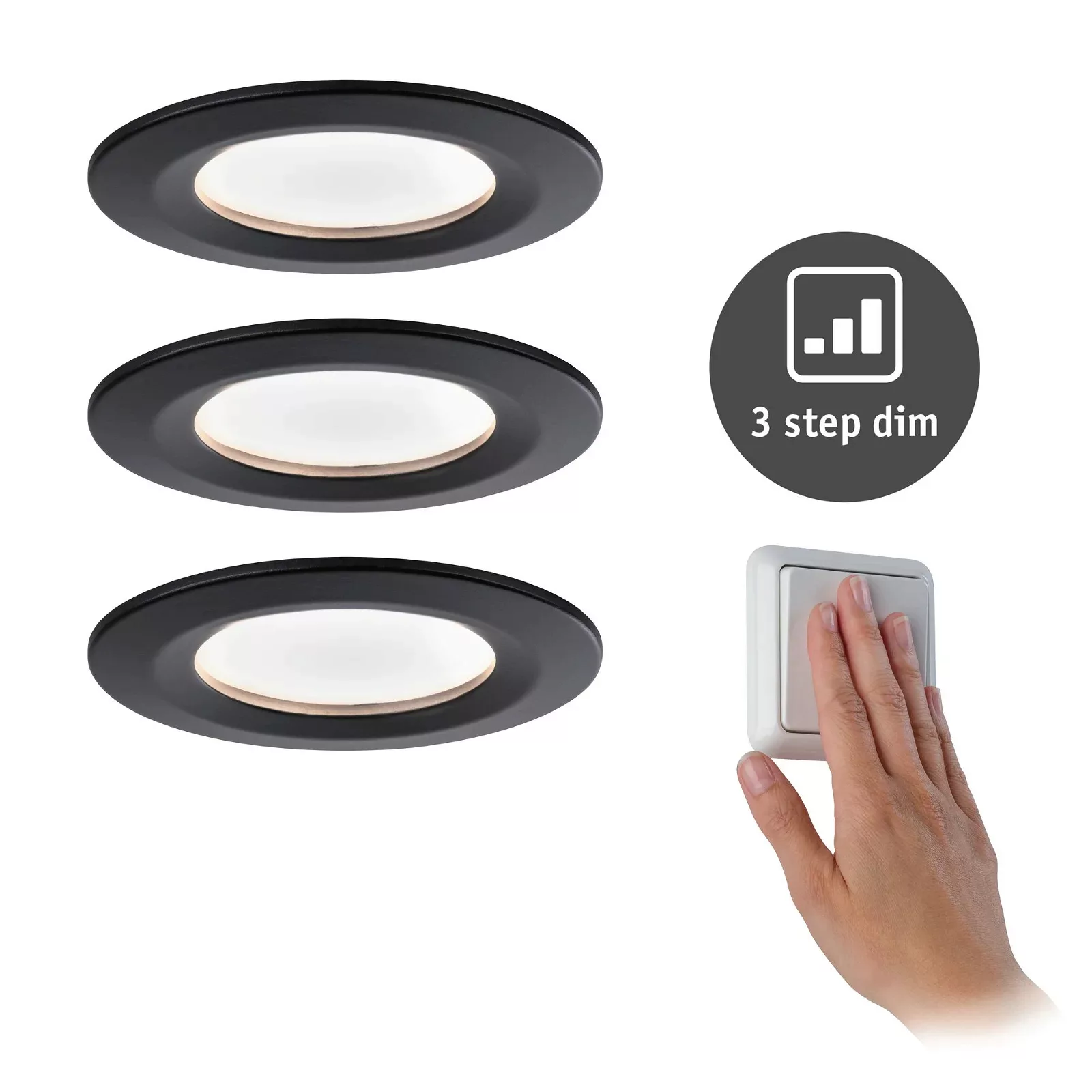 Paulmann "LED Einbauleuchte 3-Step-Dim Nova Coin Basisset starr IP44 rund 7 günstig online kaufen