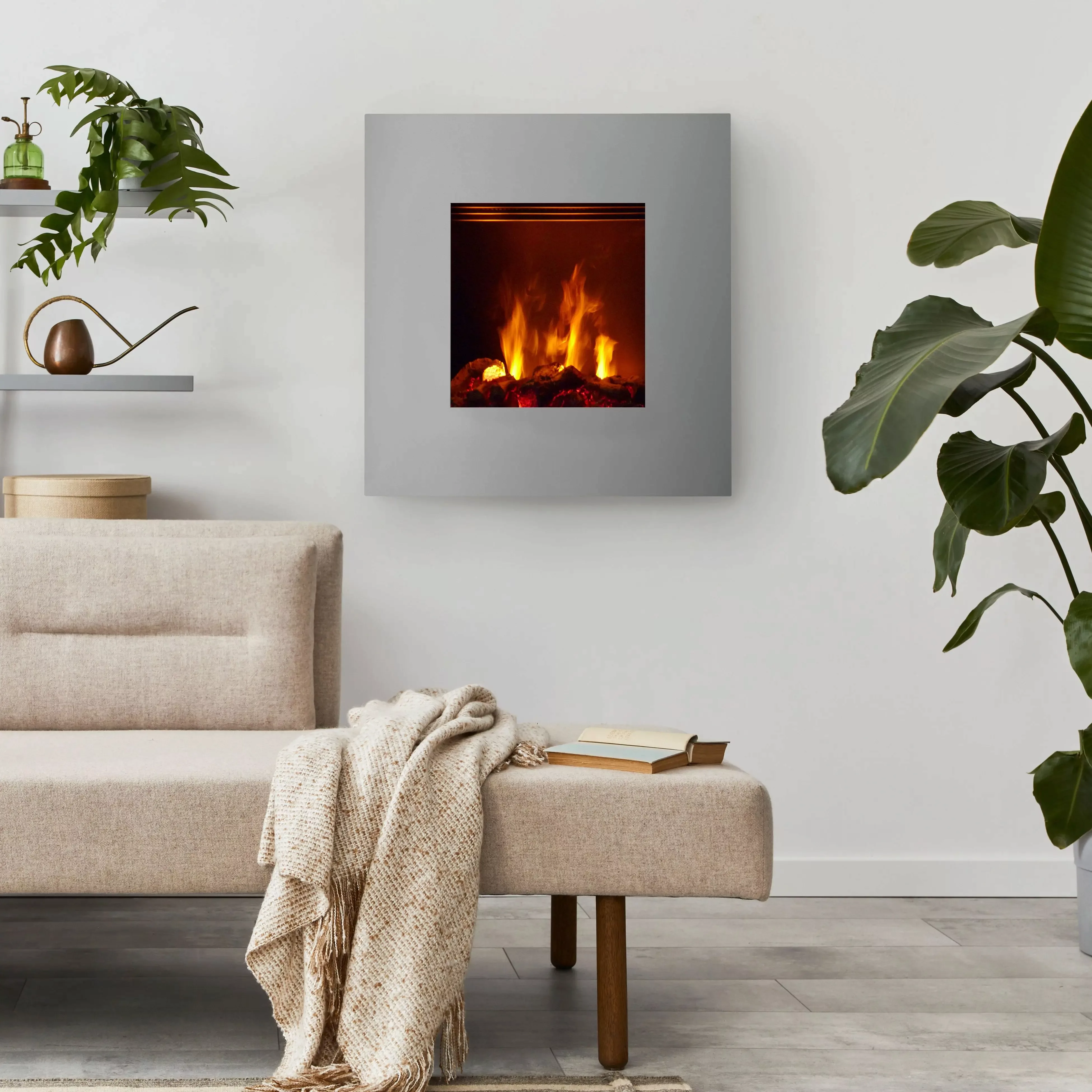 Noble Flame Galileo [Opti-myst Elektro Wandkamin]: Graualuminium Dekoholz m günstig online kaufen