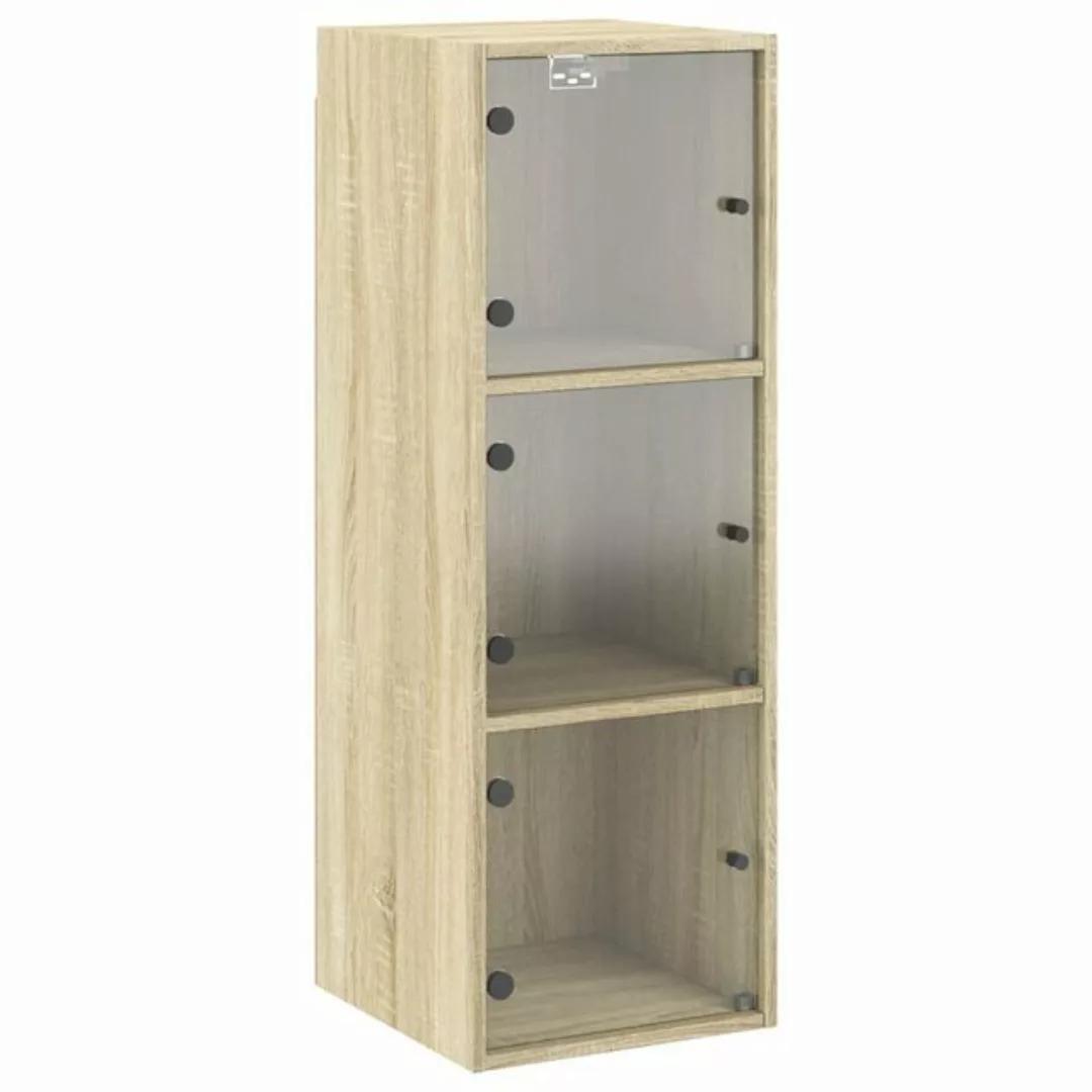 vidaXL Fächerschrank Wandschrank mit Glastüren Sonoma-Eiche 35x37x100 cm (1 günstig online kaufen