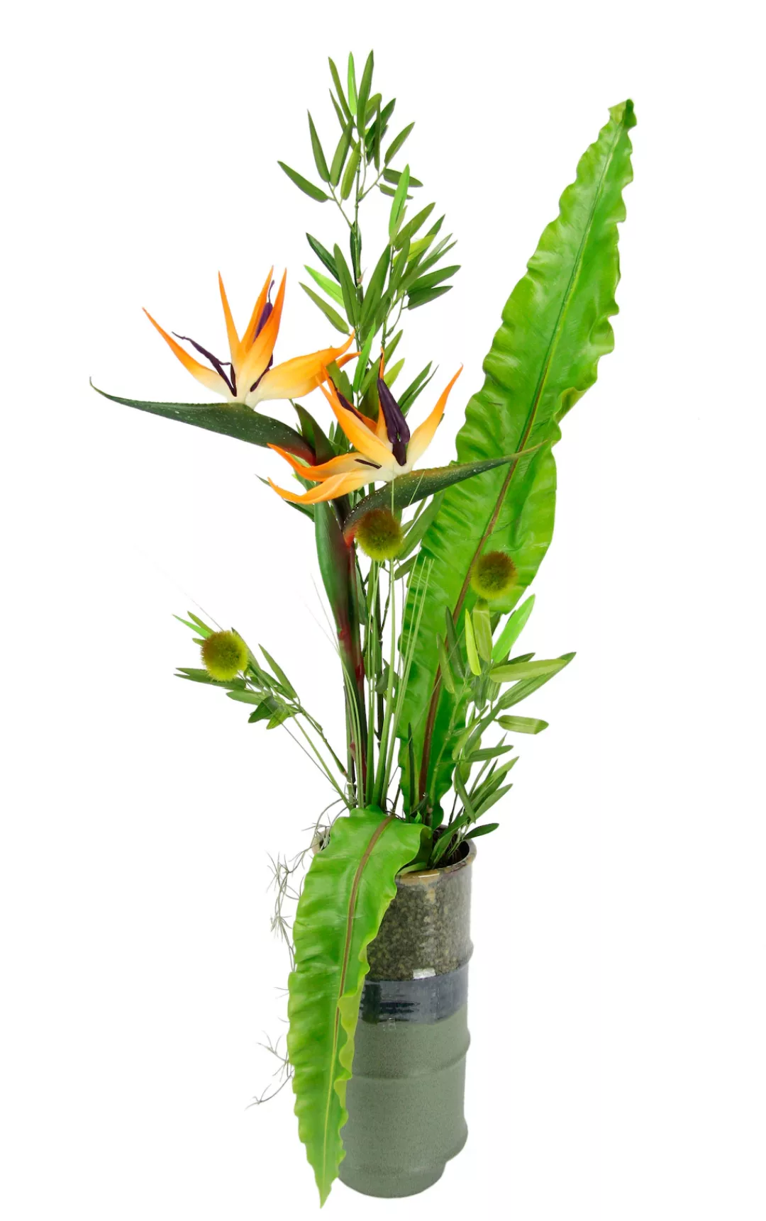 I.GE.A. Kunstblume "Strelitzie", In Vase aus Keramik mit Bambus Dekoblätter günstig online kaufen