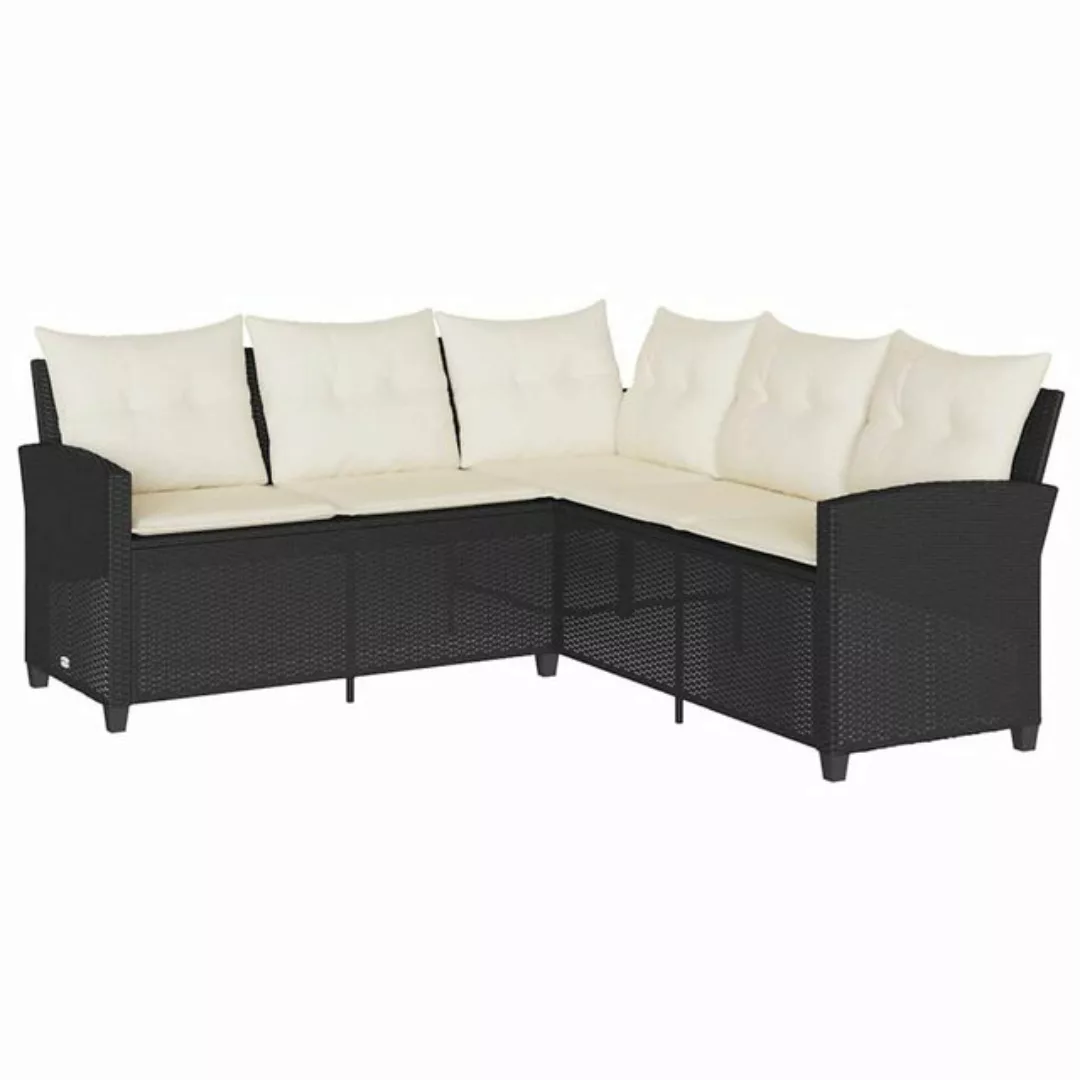 vidaXL Loungesofa L-förmiges Couchsofa mit Kissen Schwarzes Polyrattan, 1 T günstig online kaufen