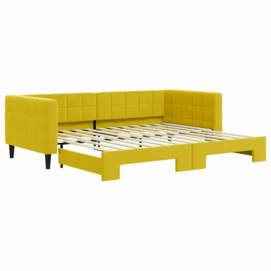 furnicato Bett Tagesbett Ausziehbar Gelb 90x200 cm Samt (1-tlg) günstig online kaufen