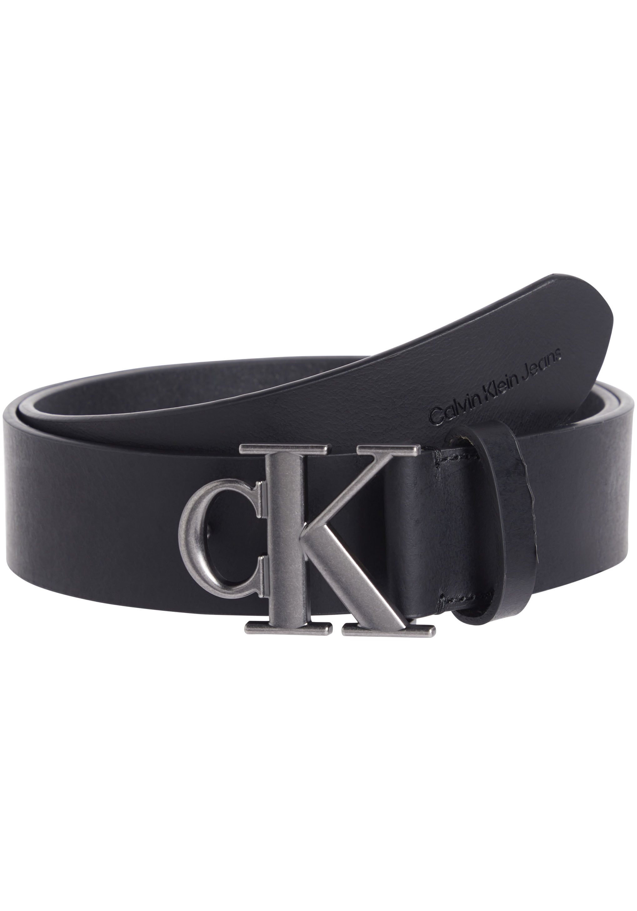 Calvin Klein Jeans Ledergürtel "ROUND MONO PLAQUE LTHR BELT 40MM", mit CK-L günstig online kaufen