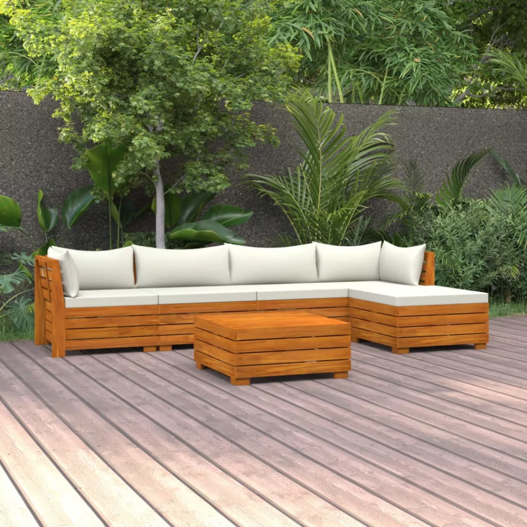 6-tlg. Garten-lounge-set Mit Kissen Massivholz Akazie günstig online kaufen