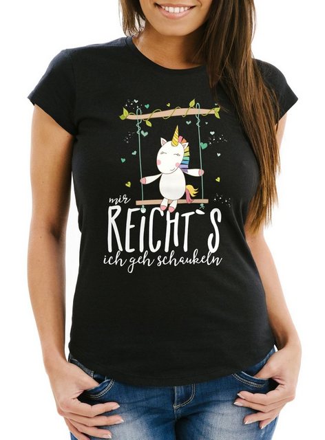 MoonWorks Print-Shirt Damen T-Shirt Einhorn auf Schaukel "Mir reicht`s ich günstig online kaufen