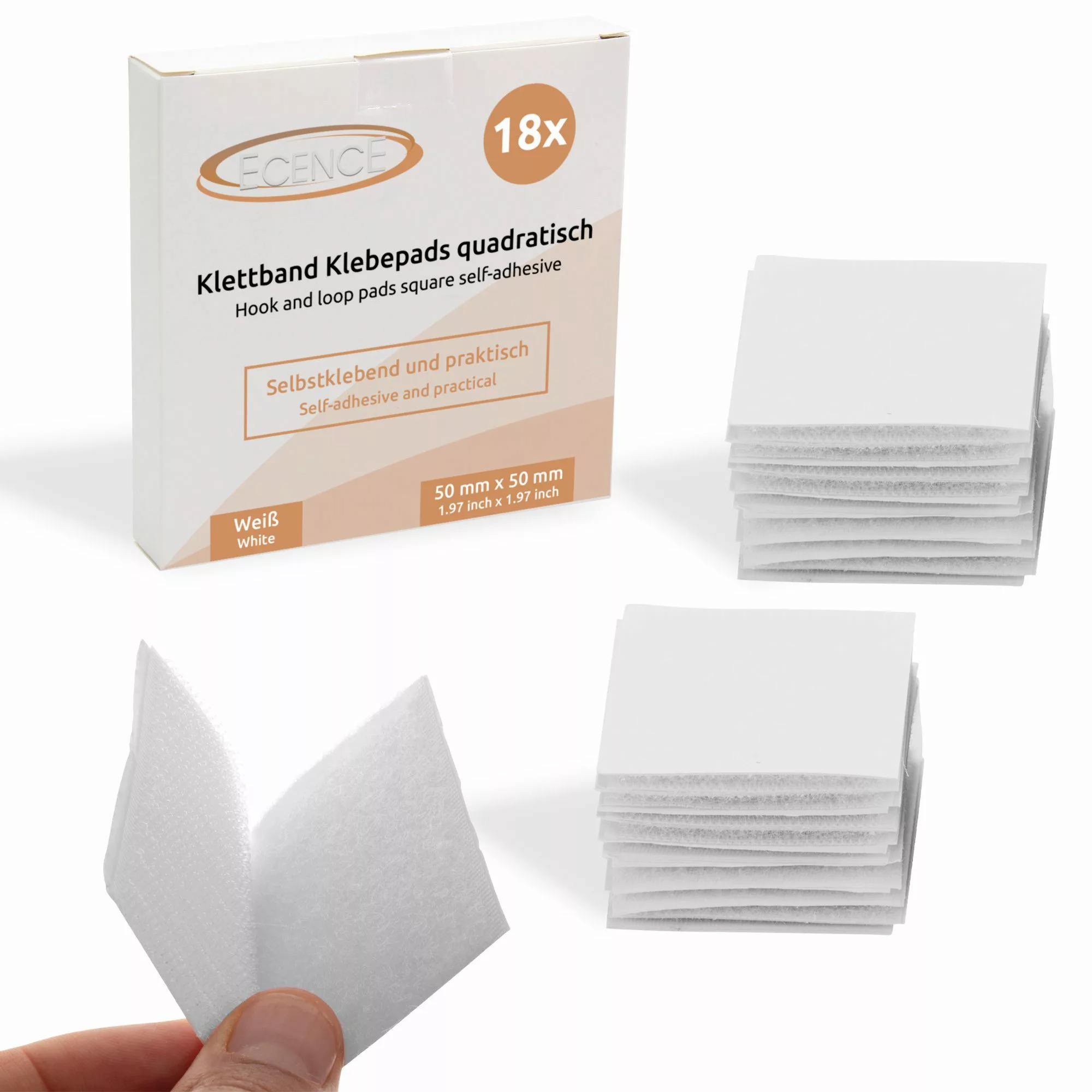 ECENCE Klett-Klebepad 18x Klett Klebepads quadratisch günstig online kaufen