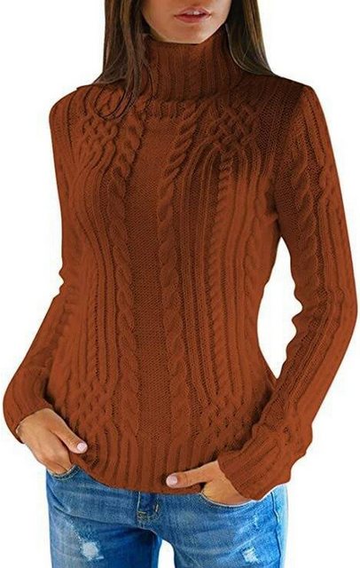 Nebelmeer Strickpullover Rollkragen Modischer Figurbetonter Pullover Herbst günstig online kaufen