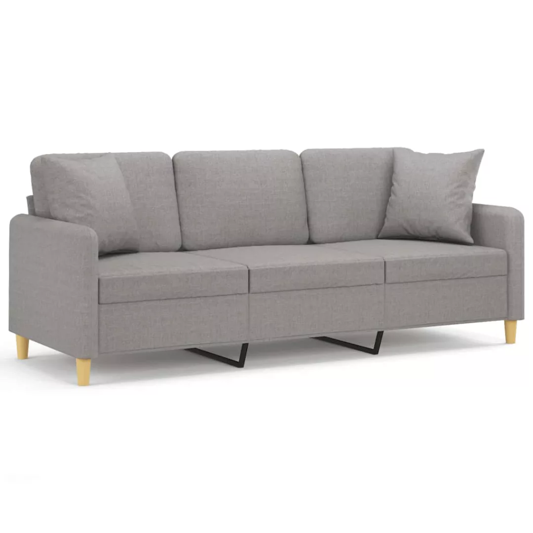 Vidaxl 3-sitzer-sofa Mit Kissen Hellgrau 180 Cm Stoff günstig online kaufen