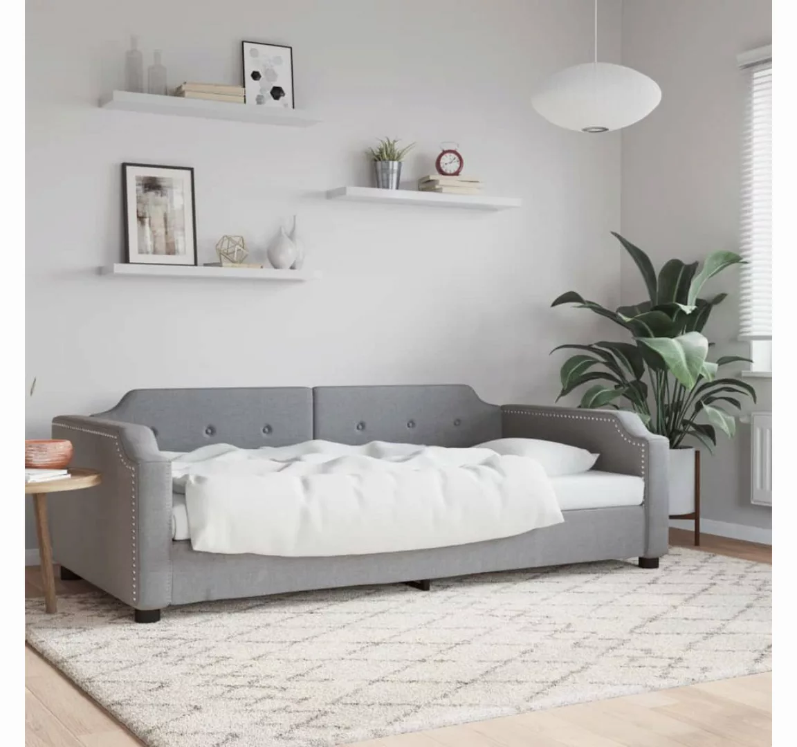 vidaXL Gästebett Tagesbett Hellgrau 100x200 cm Stoff Gästebett Gästecouch G günstig online kaufen