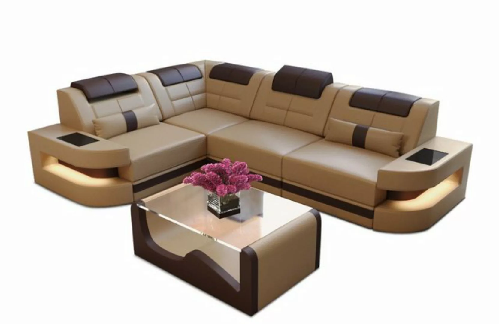 Sofa Dreams Ecksofa Ledercouch Sofa Leder Como L Form Ledersofa, Couch, mit günstig online kaufen