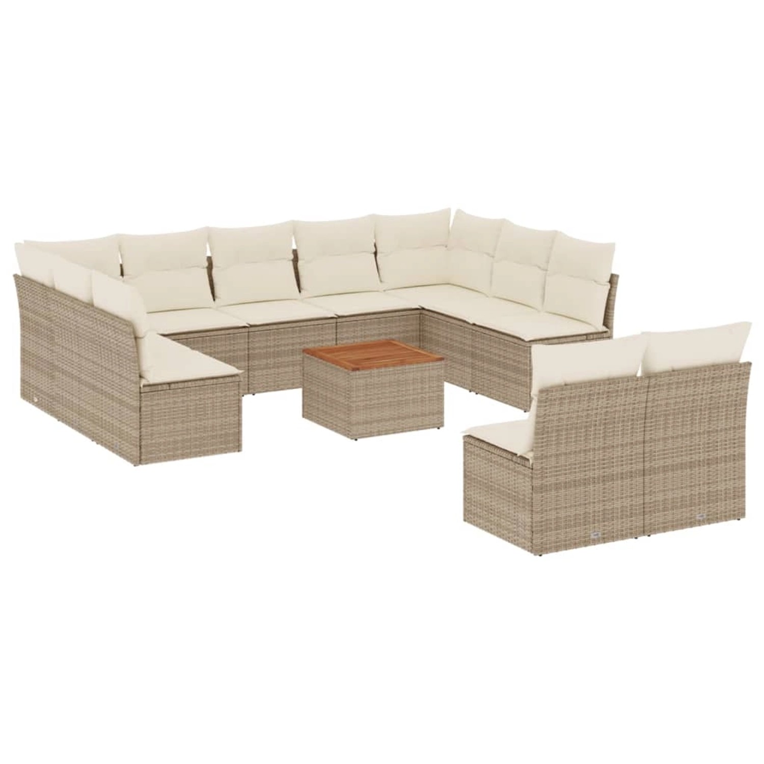 vidaXL 12-Tlg Garten-Sofagarnitur mit Kissen Beige Poly Rattan 3223888 günstig online kaufen