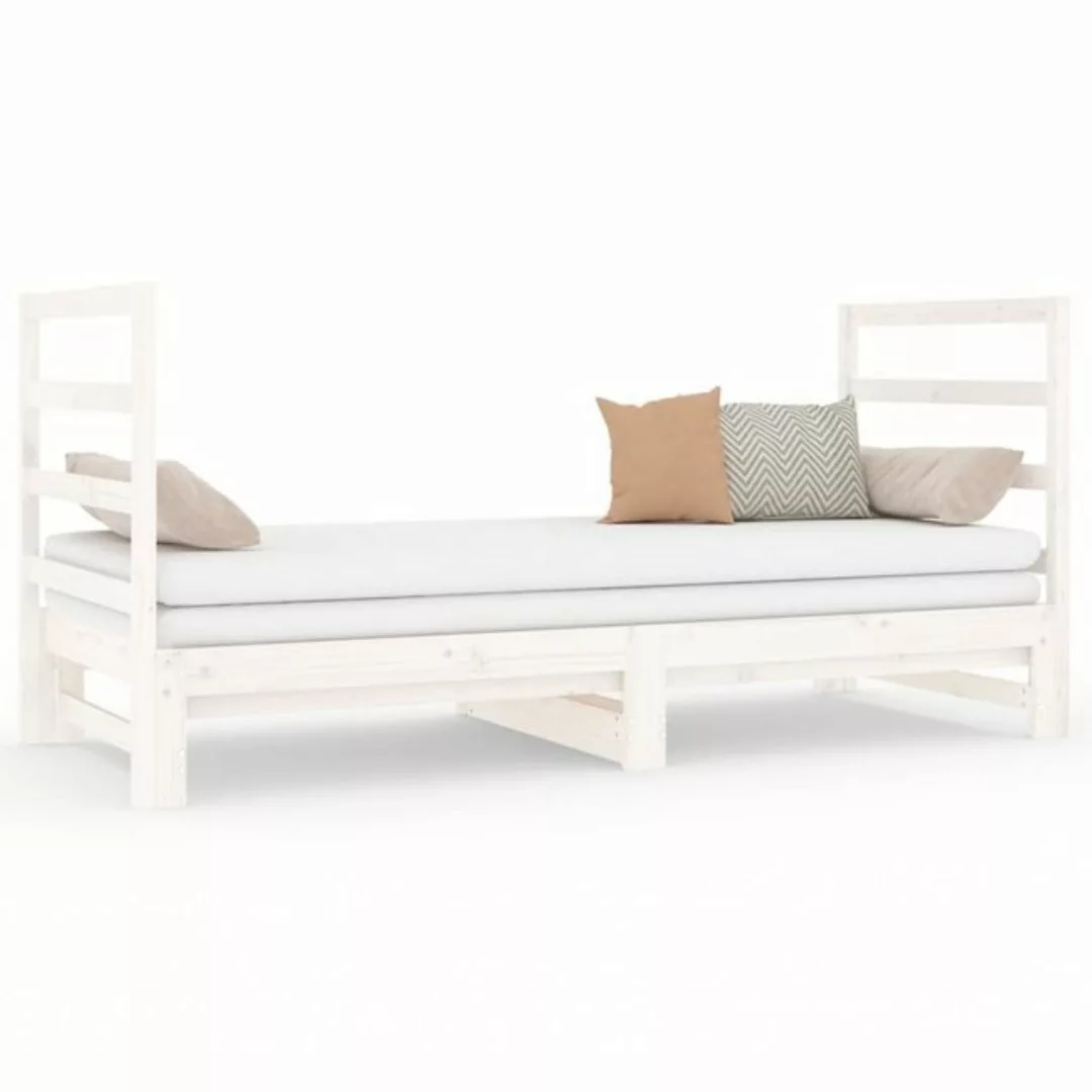 vidaXL Bettgestell Gästebett Tagesbett Ausziehbar Weiß 2x90x190 cm Massivho günstig online kaufen