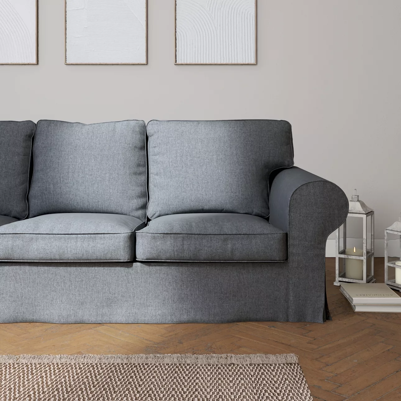 Bezug für Ektorp 3-Sitzer Sofa nicht ausklappbar, grau, Sofabezug für Ektor günstig online kaufen