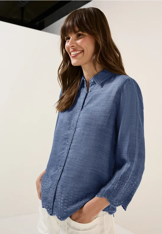 Lyocellbluse mit Stickerei günstig online kaufen