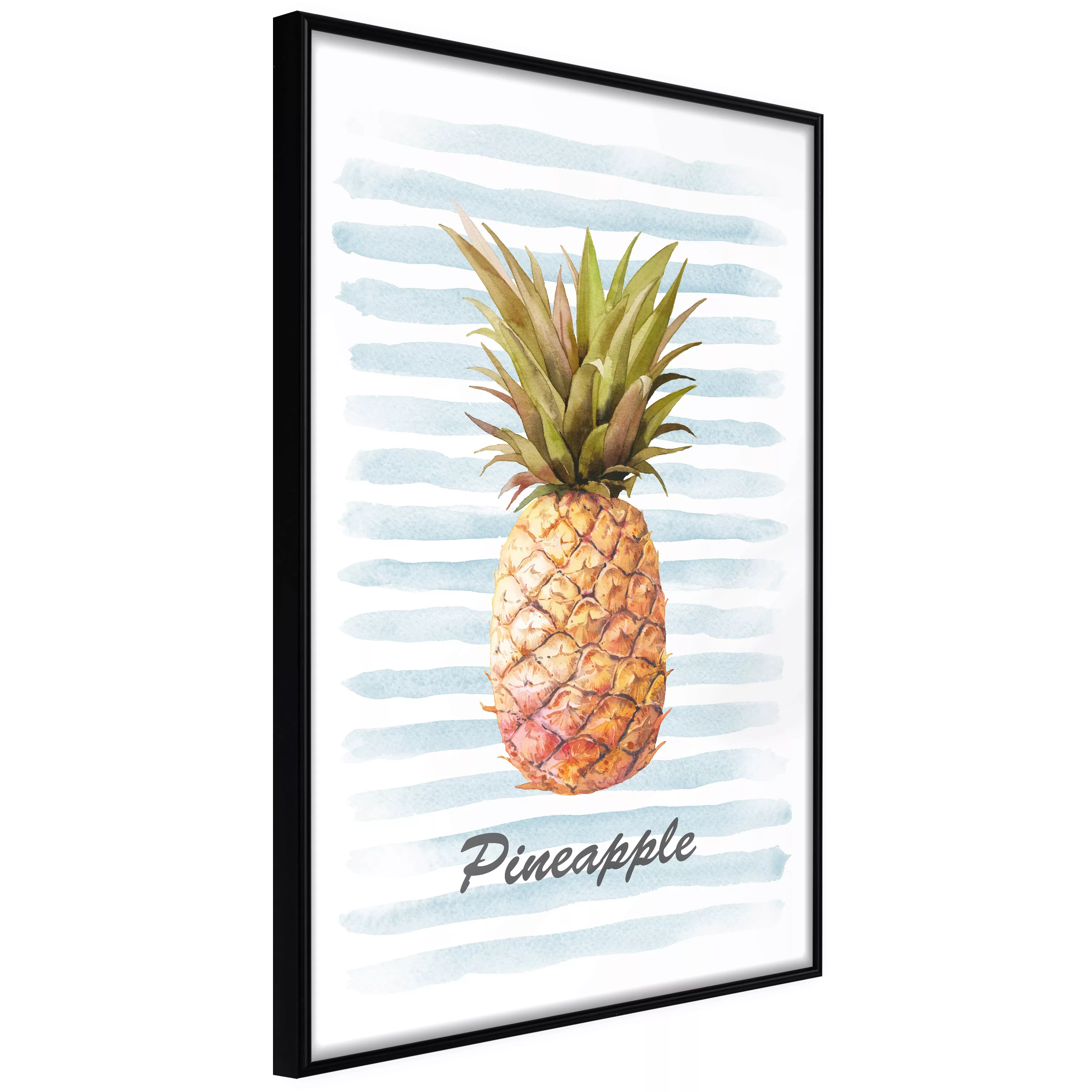 Poster - Pineapple On Striped Background günstig online kaufen