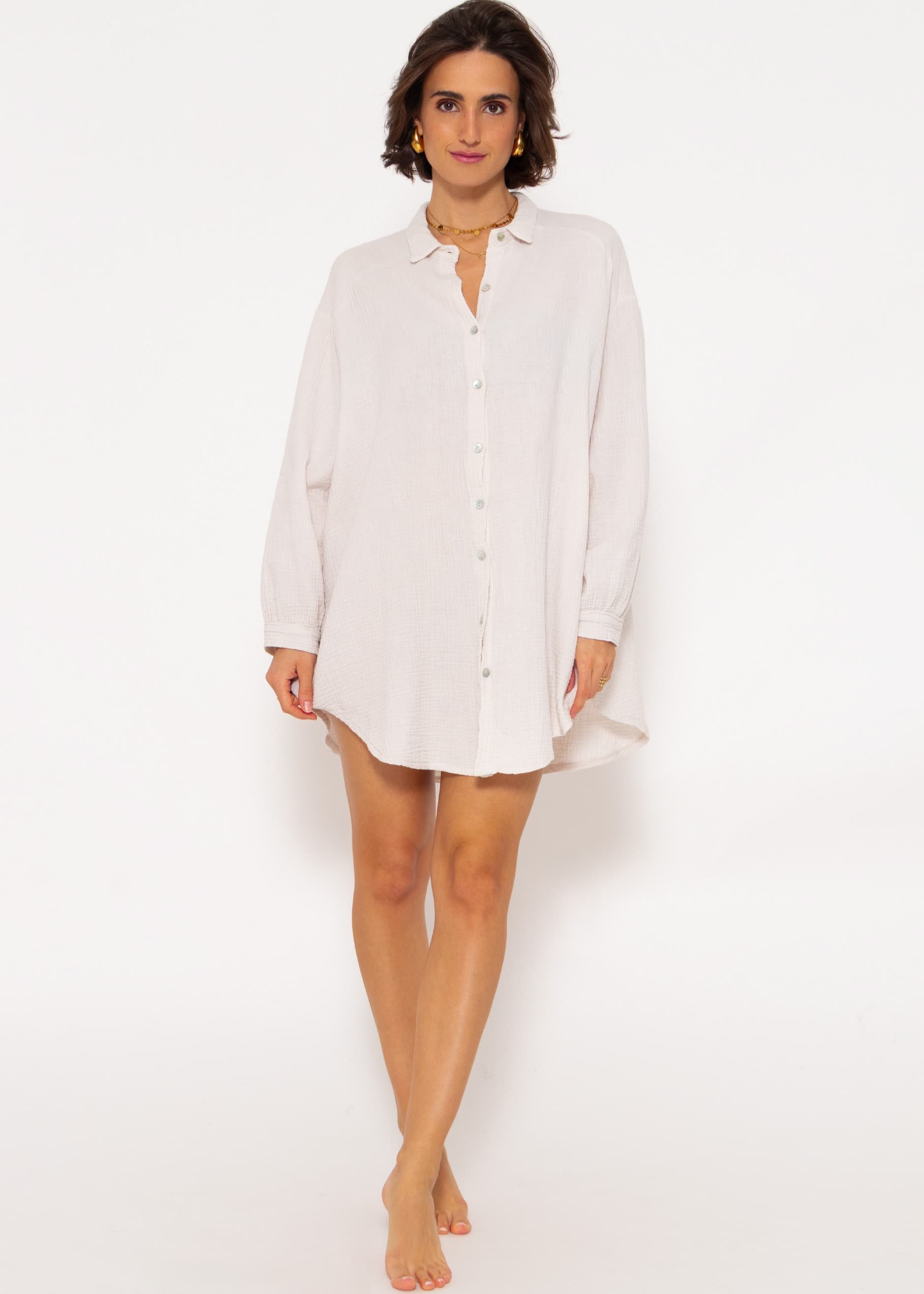 SASSYCLASSY Longbluse Oversize Musselin Bluse Damen günstig online kaufen