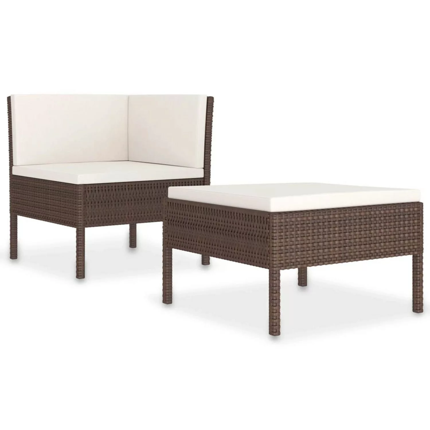 2-tlg. Garten-lounge-set Mit Auflagen Poly Rattan Braun günstig online kaufen