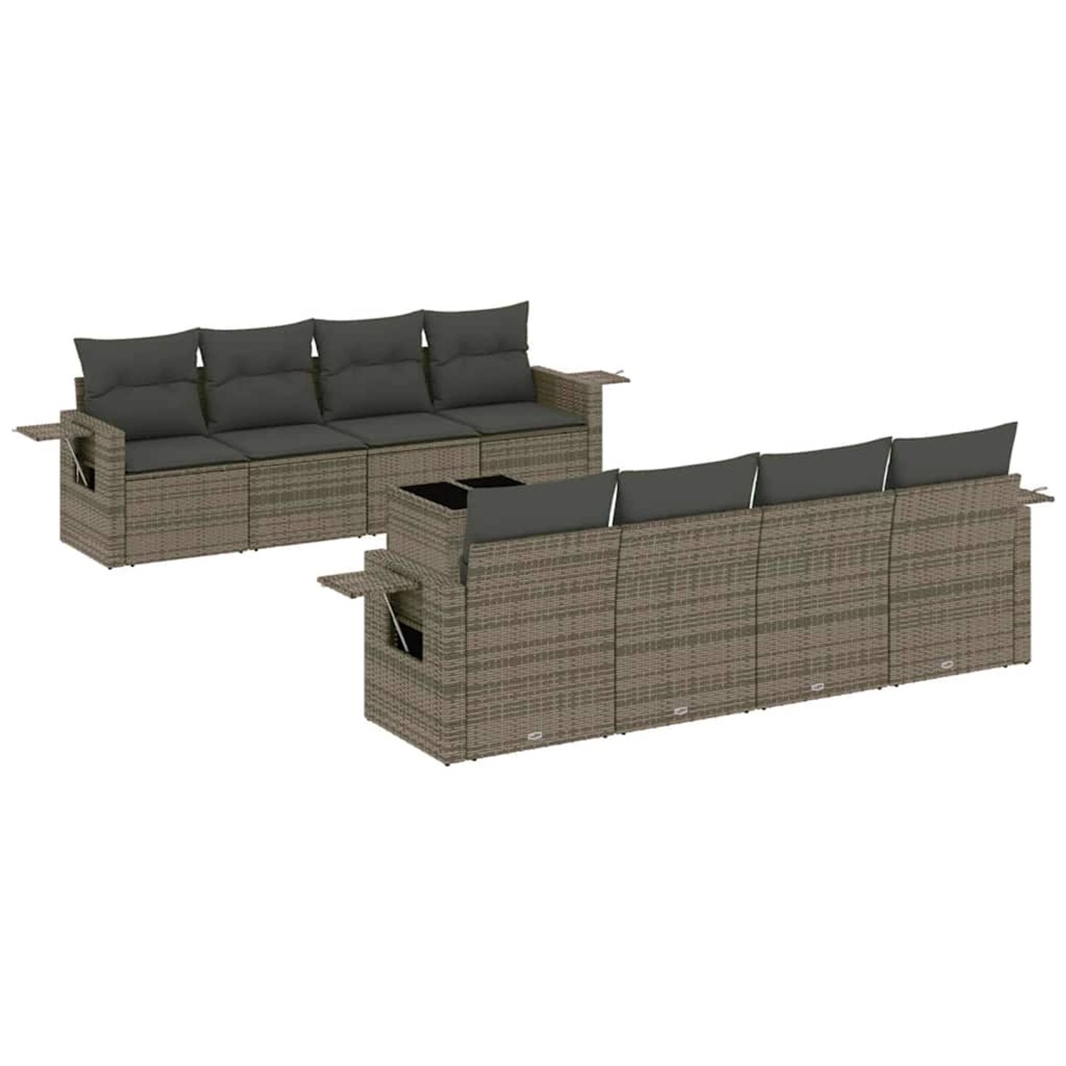 vidaXL 9-Tlg Garten-Sofagarnitur mit Kissen Hellgrau Poly Rattan 3219951 günstig online kaufen
