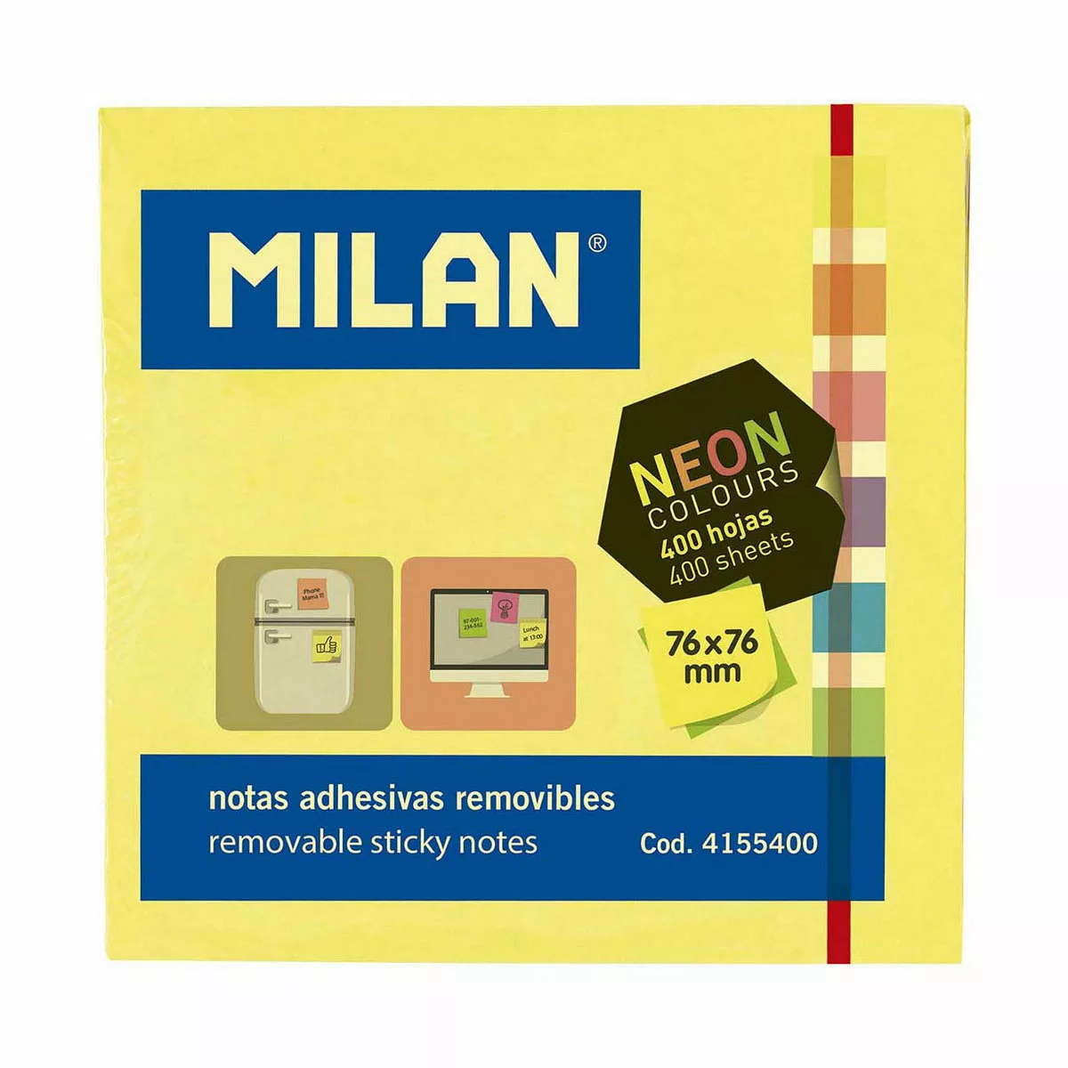 Schein Notizblock Milan Neon Selbstklebend Gelb (7,6 X 7,6 Cm) günstig online kaufen