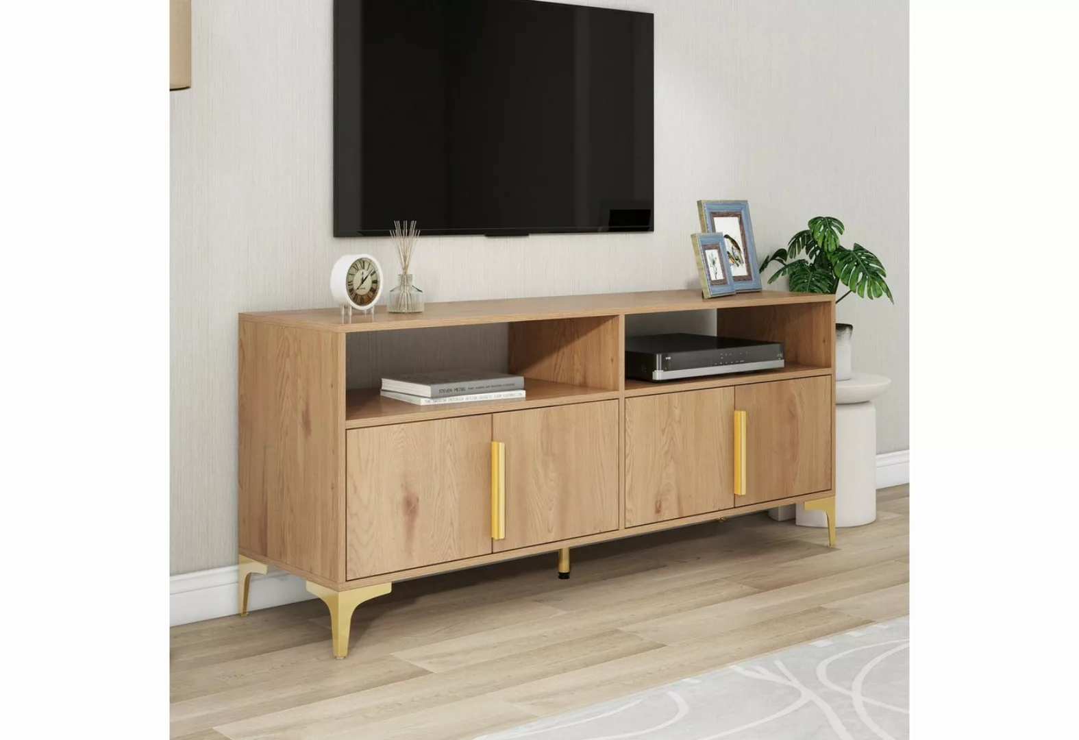 Odikalo TV-Schrank TV-Ständer Sideboard Lagerschrank 4 Tür 2 Fächern 147x40 günstig online kaufen