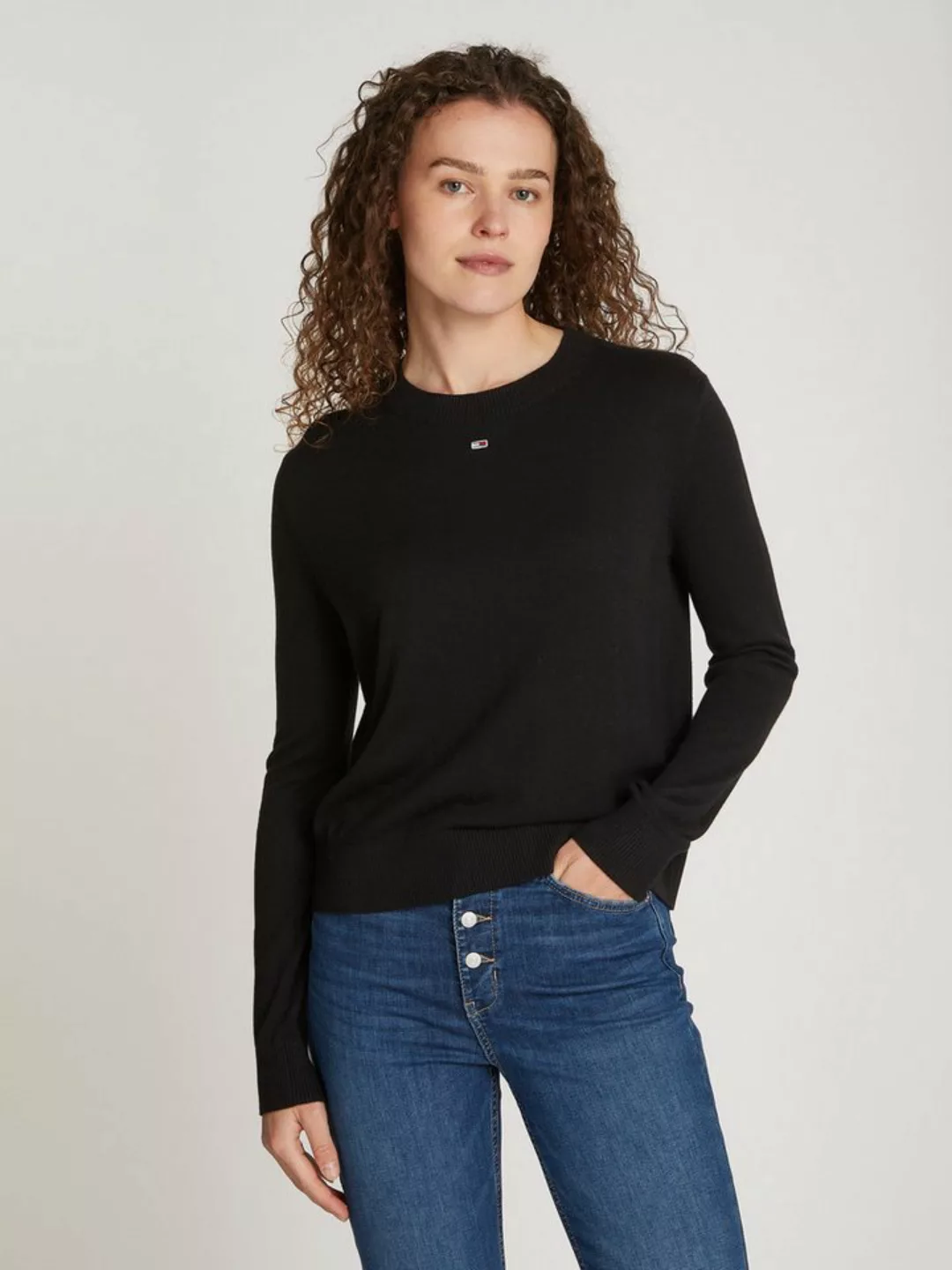 Tommy Jeans Strickpullover TJW ESSENTIAL CREW NECK SWEATER mit Logostickere günstig online kaufen